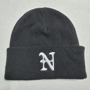 NWOT Nahmias logo embroidered wool beanie in black.